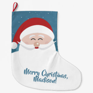 Cute Santa custom text Christmas stocking