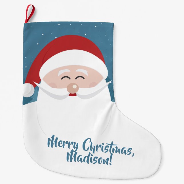 Cute Santa custom text Christmas stocking (Front)