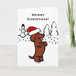 Cute Santa Dachshund Christmas Cards