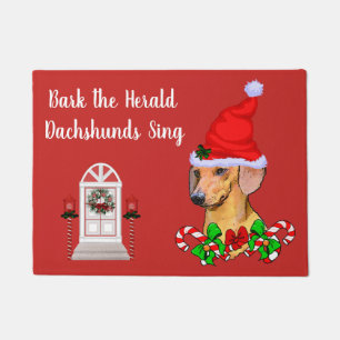 Cute Santa Dachshund Christmas Doormat