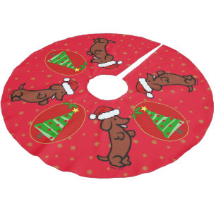 Cute Santa Dachshund Christmas Tree Skirt