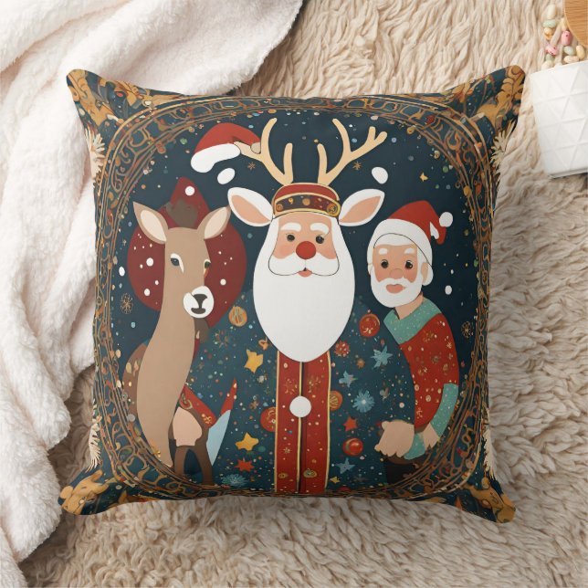 Cute Santa Deer  Cushion (Blanket)