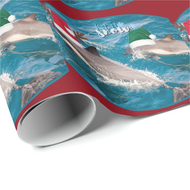 Cute Santa Dolphins Christmas wrapping paper (Roll Corner)