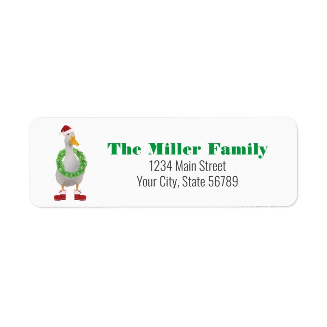 Cute Santa Duck Return Address (Front)