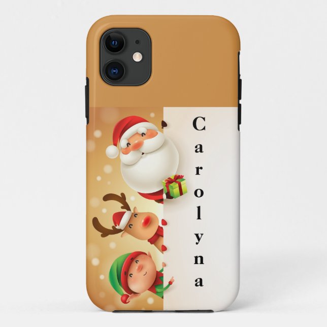 Cute Santa ,Elf and reindeer Printed Personalised Case-Mate iPhone Case (Back)
