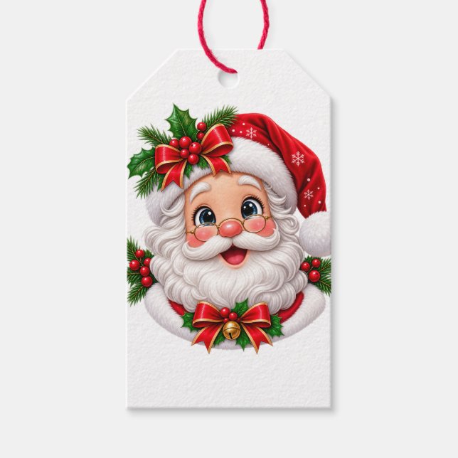 Cute Santa Face Gift Tags (Front)