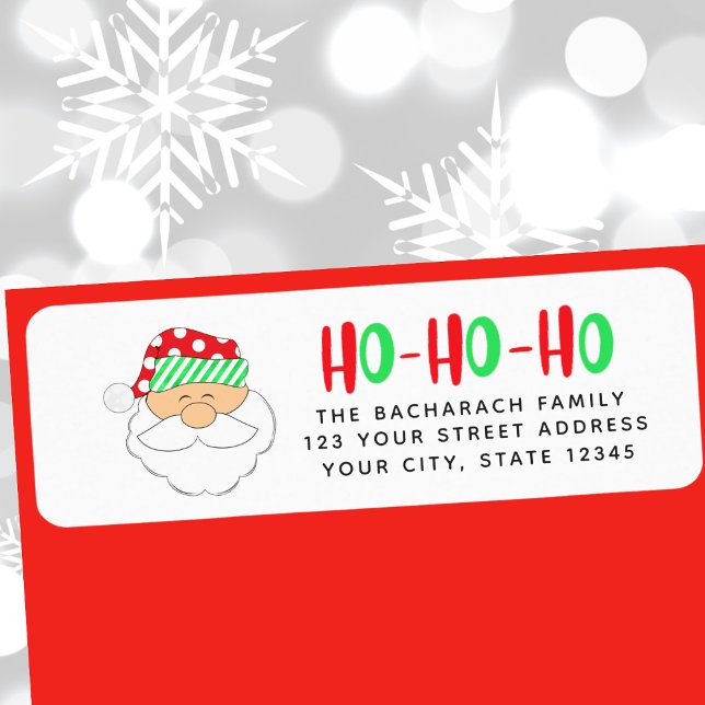 Cute Santa Face "Ho Ho Ho" Return Address (Cute Santa Face "Ho Ho Ho" Return Address Label)