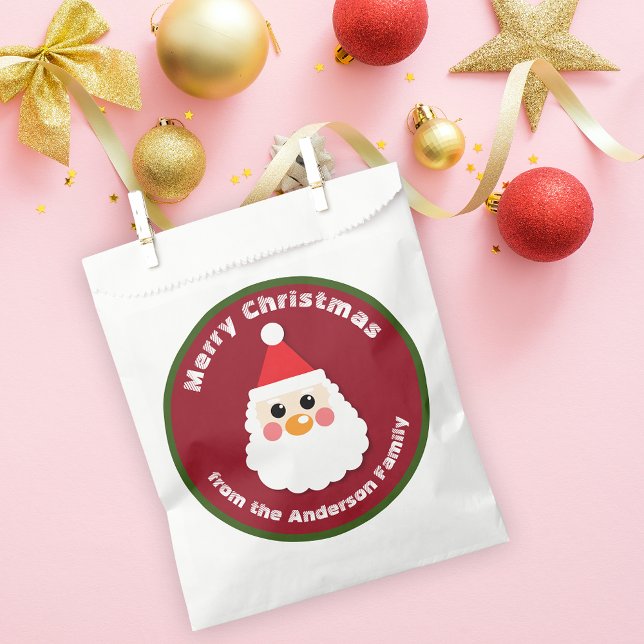 Cute Santa Face Red Green Merry Christmas Favour Bags (Creator Uploaded)