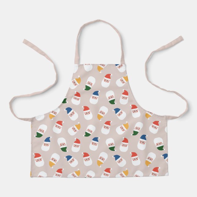Cute Santa Faces Christmas Pattern Apron (Front)
