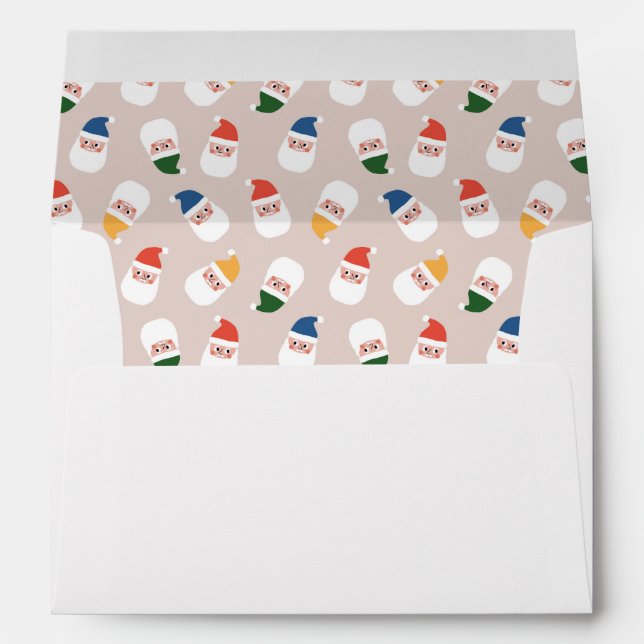 Cute Santa Faces Christmas Pattern Envelope (Back (Bottom))