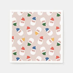 Cute Santa Faces Christmas Pattern Napkin