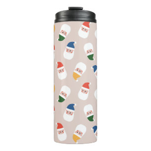 Cute Santa Faces Christmas Pattern Thermal Tumbler