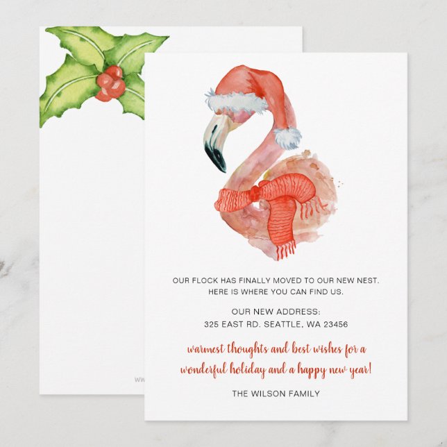 Cute Santa Flamingo We've Moved Moving Holiday (Front/Back)
