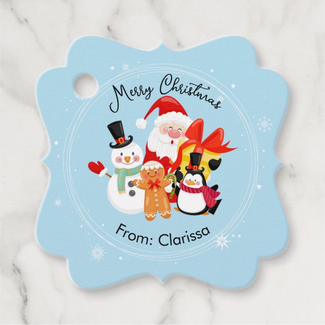 Cute Santa & Friends Christmas Gift Tags (Front)