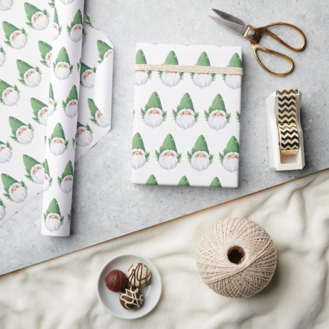 Cute Santa Garden Gnome Pattern Wrapping Paper (Crafts)