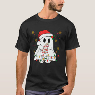 Cute Santa Ghost Christmas Cake Xmas Tree Lights P T-Shirt