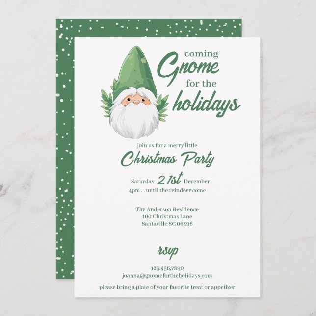 Cute Santa Gnome for the Holidays Holiday Card (Front/Back)