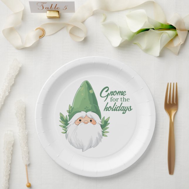 Cute Santa Gnome for the Holidays Paper Plate (Wedding)