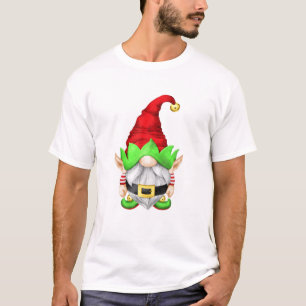 Cute Santa Gnomie With Xmas Elf Ears - Christmas E T-Shirt