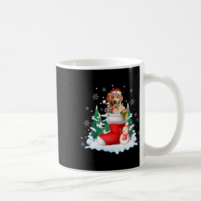 Cute Santa Golden Retriever In Christmas Socks Dog Coffee Mug (Right)