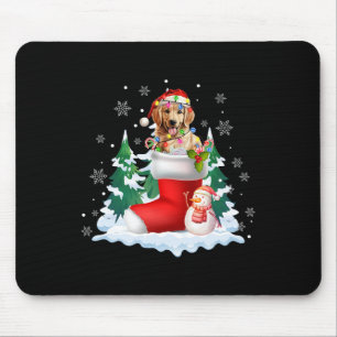 Cute Santa Golden Retriever In Christmas Socks Dog Mouse Mat