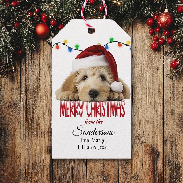 Cute Santa Goldendoodle Christmas Gift Tags (Creator Uploaded)
