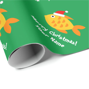 Cute Santa goldfish kid's Christmas wrapping paper