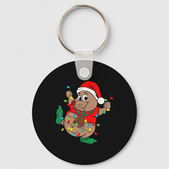 Cute Santa Gus Christmas Lights  Key Ring (Front)