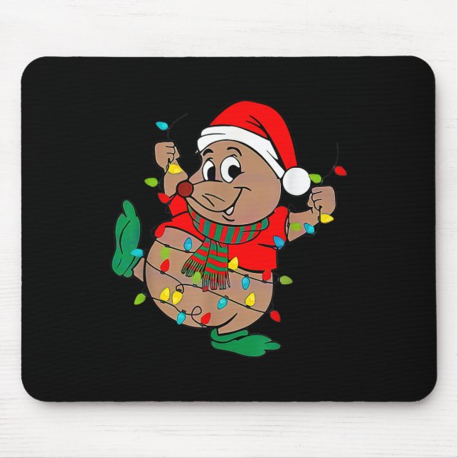 Cute Santa Gus Christmas Lights  Mouse Mat (Front)