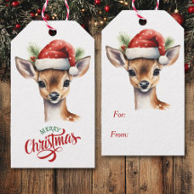 Cute Santa Hat Deer Fawn Christmas