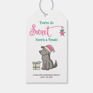 Cute Santa Hat Dog Here's a Treat Christmas Gift Tags