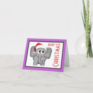 Cute Santa Hat Elephant "Merry Christmas" Card