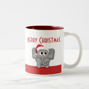 Cute Santa Hat Elephant Red Mug