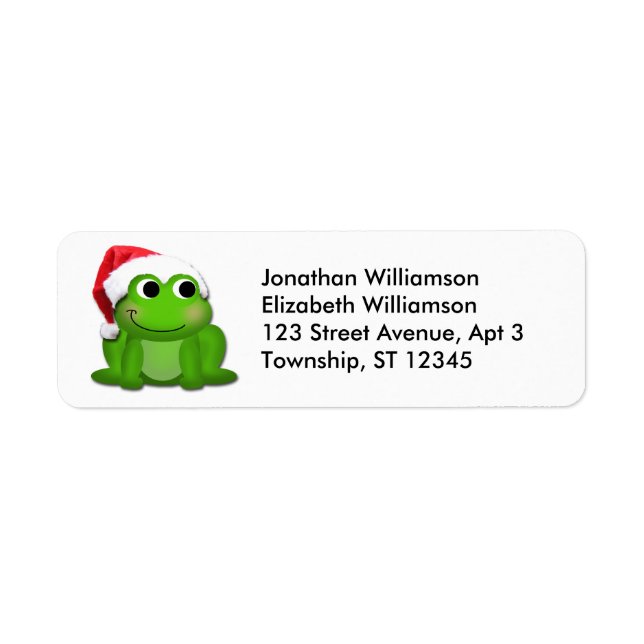 Cute Santa Hat Frog Christmas Return Address Label (Front)