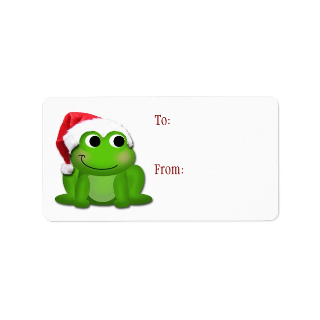 Cute Santa Hat Froggy - Christmas Gift Labels (Front)