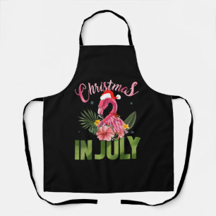 Cute Santa Hat Summer Flamingo Christmas In July Apron