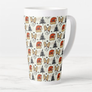 Cute Santa Hats, Mittens and Christmas Trees Latte Mug