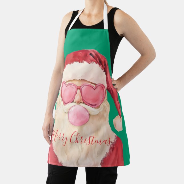 Cute Santa Heart Glasses Christmas Art Apron (Insitu)