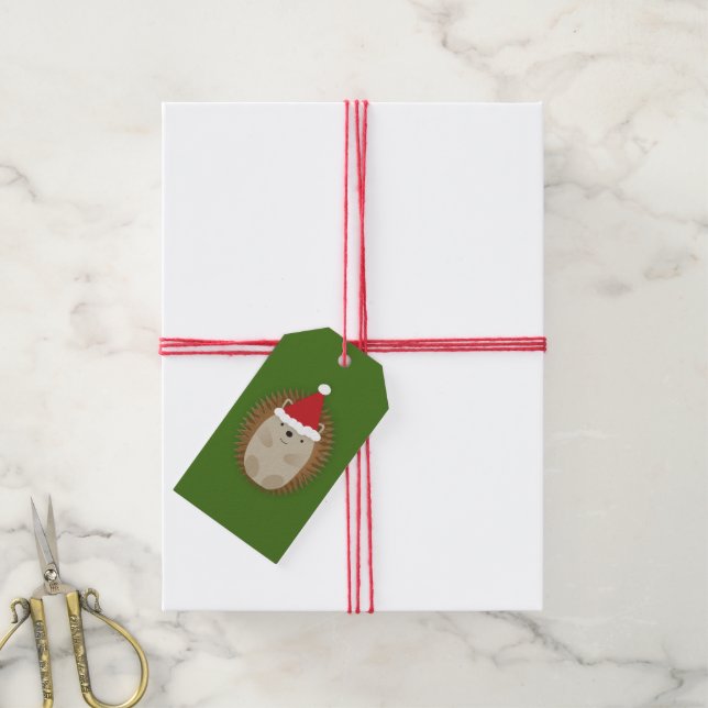 Cute Santa Hedgehog Gift Tags (With Twine)