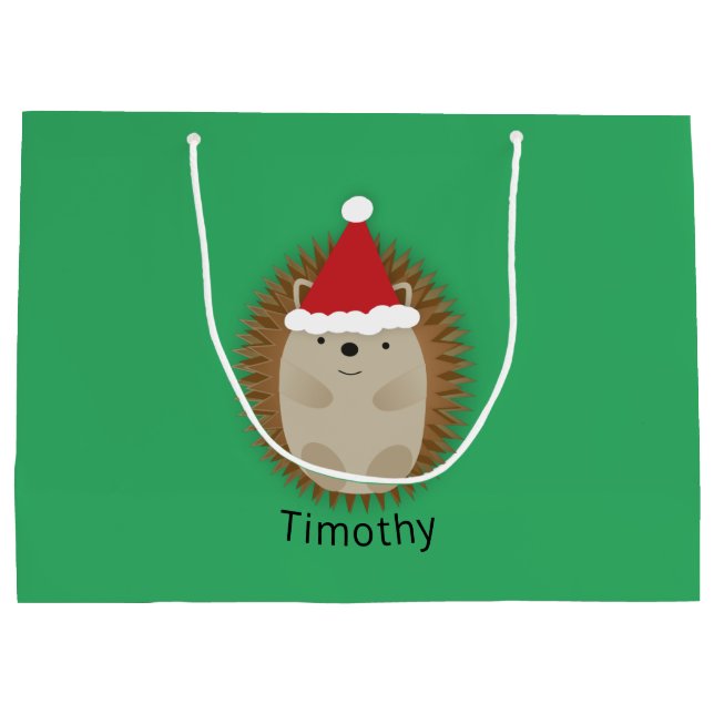 Cute Santa Hedgehog Large Gift Bag (Back)