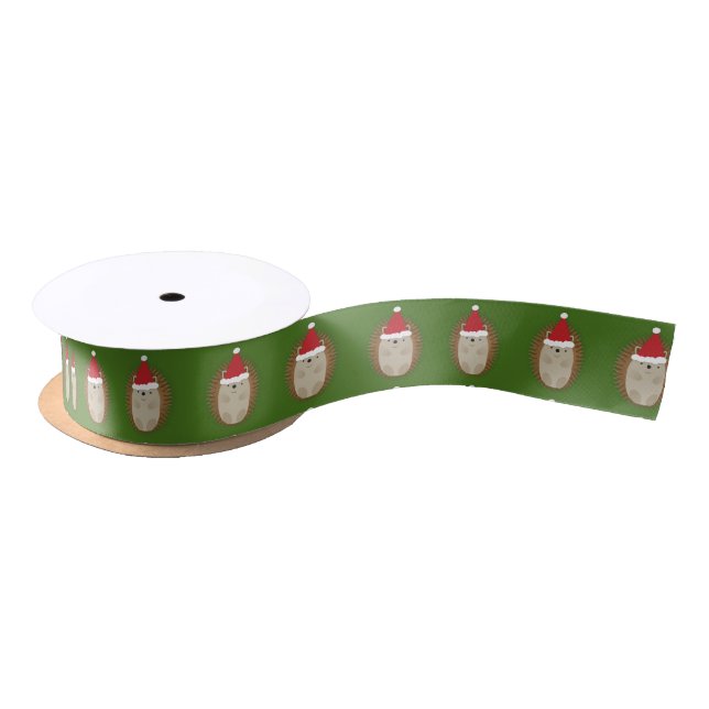 Cute Santa Hedgehog Satin Ribbon (Spool)