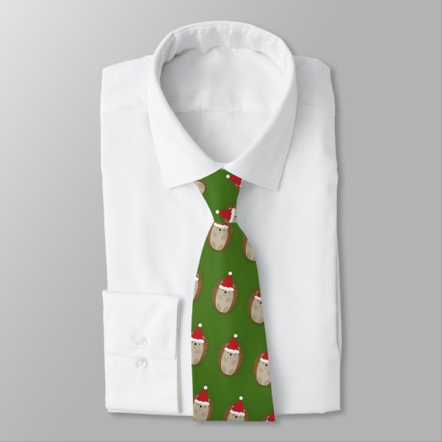 Cute Santa Hedgehog Tie (Tied)