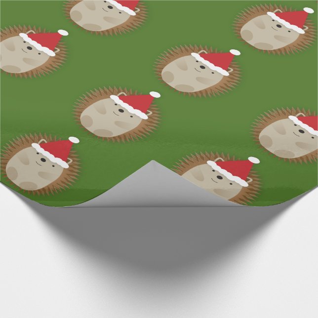 Cute Santa Hedgehog Wrapping Paper (Corner)
