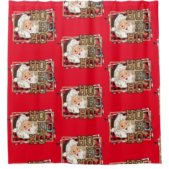 Cute Santa Ho Ho Ho Christmas Shower Curtain (Front)
