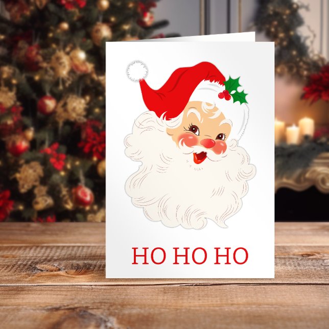 Cute Santa Ho Ho Ho Holiday Card (Creator Uploaded)