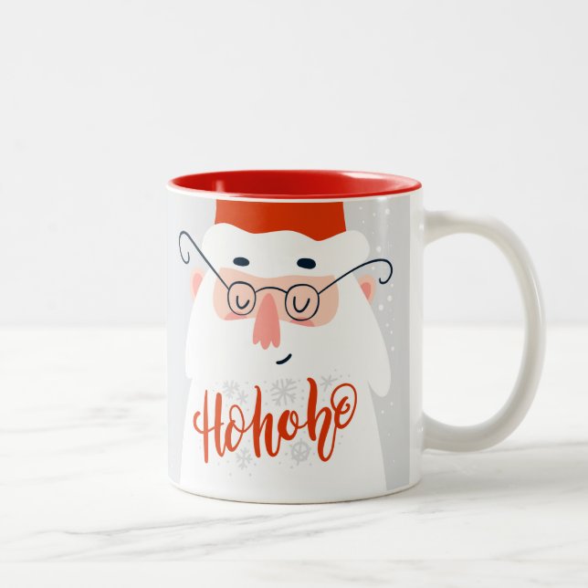 Cute Santa Ho Ho Ho Two-Tone Coffee Mug (Right)