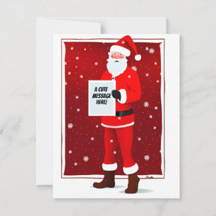 Cute Santa Holding a Sign Personalised Messages  Holiday Card
