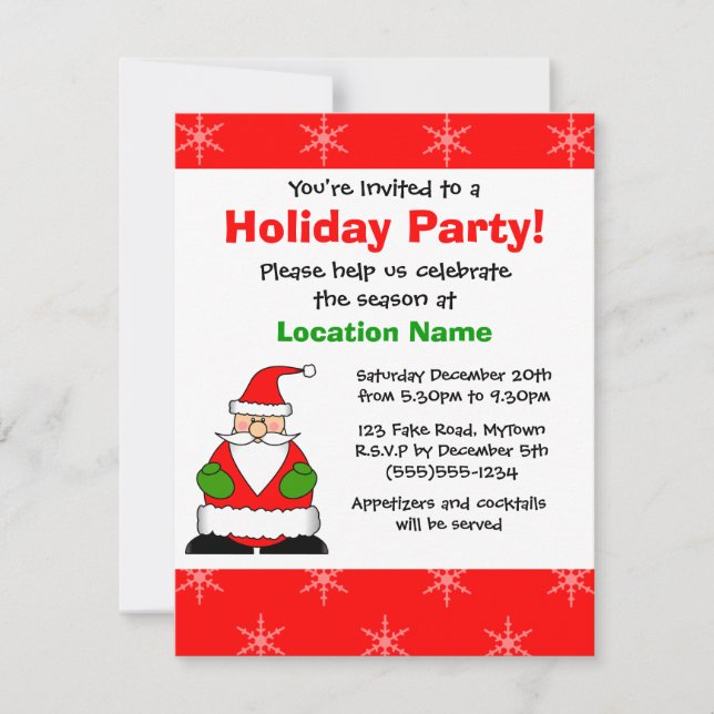 Cute Santa Holiday Party Invitation (Front)