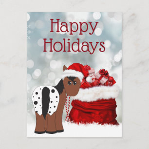 Cute Santa Horse n Gifts Happy Holidays Christmas Holiday Postcard