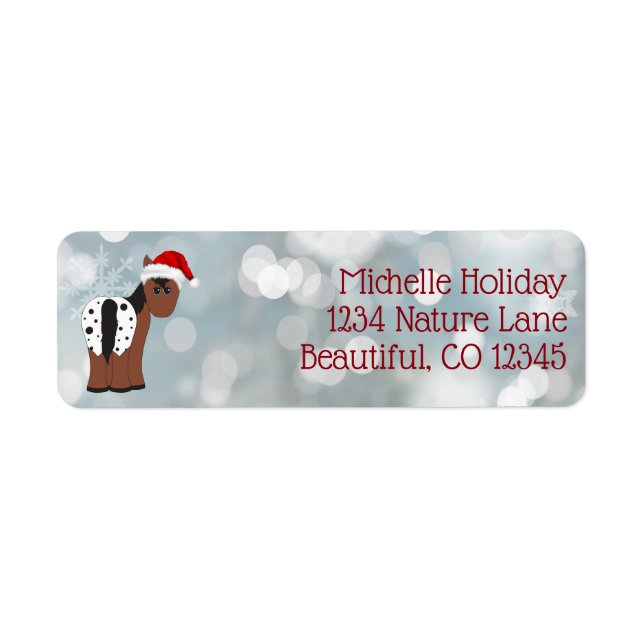 Cute Santa Horse Winter Holiday Christmas Address (Front)